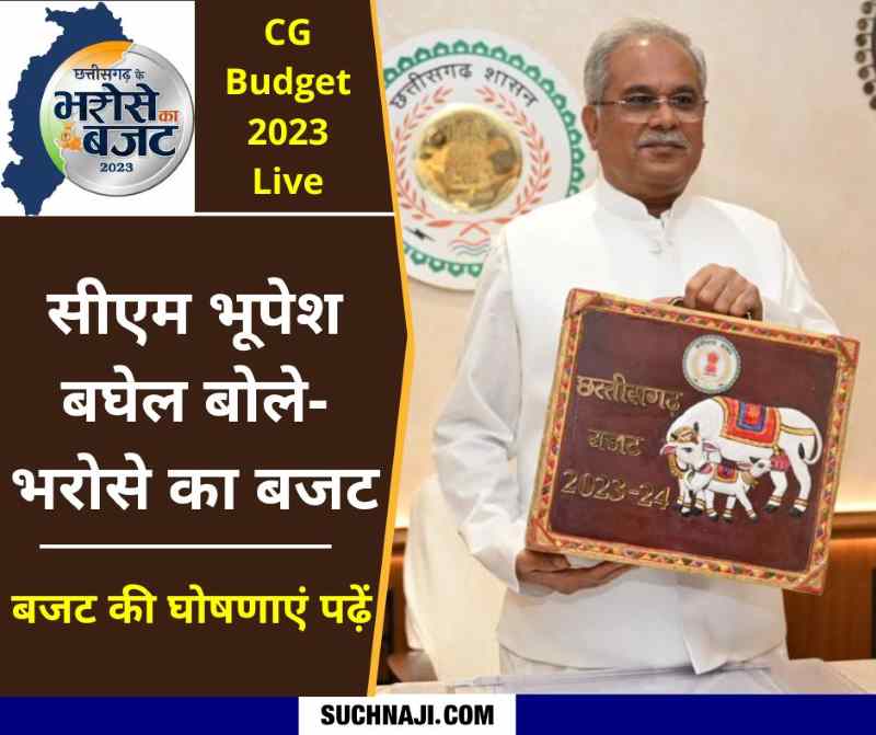 CG Budget 2023 Live: मुख्यमंत्री भूपेश बघेल ने खोला सौगातों का पिटारा, 2500 रुपए बेरोजगारी भत्ता तय, नया रायपुर से दुर्ग तक लाइट मेट्रो की घोषणा