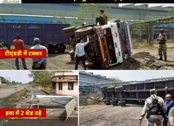 BSP Accident goods train-truck collision, drivers life saved