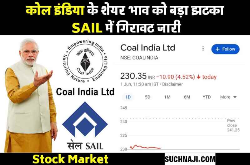 मोदी सरकार बेच रही Coal India की 3% हिस्सेदारी, शेयर भाव 11 रुपए तक टूटा, SAIL में गिरावट जारी