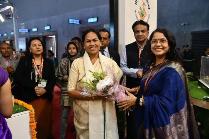 Minister of State for Micro, Small and Medium Enterprises Shobha Karandlaje reached International Trade Fair Minister of State for Micro, Small and Medium Enterprises Shobha Karandlaje reached International Trade Fair