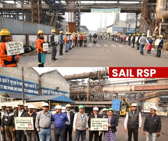1000 employees and officers of Rourkela Steel Plant formed human chain on safety 1000 employees and officers of Rourkela Steel Plant formed human chain on safety