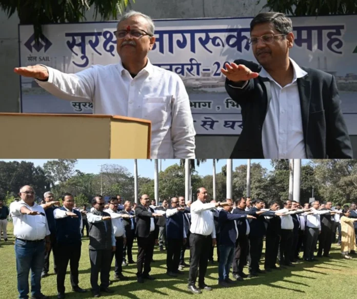 BSP's ED Works Anjani Kumar hoisted the safety flag BSP's ED Works Anjani Kumar hoisted the safety flag